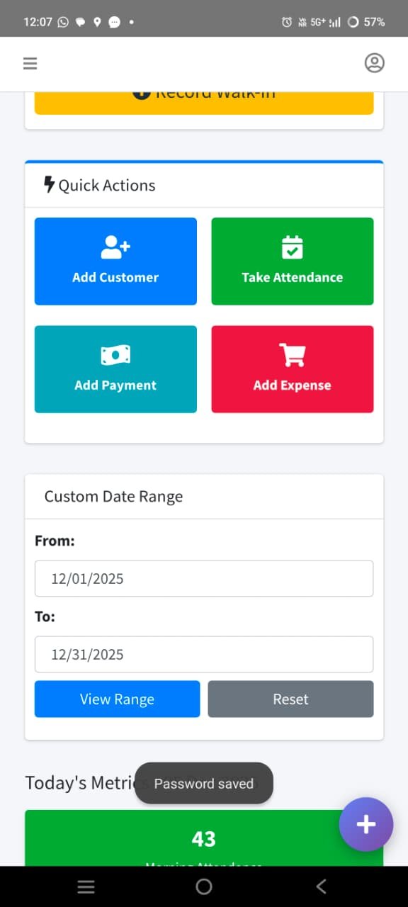 Mess Management App Quick action